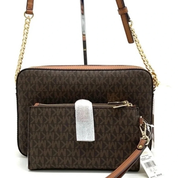 Michael Kors Large EW Crossbody Bag & Large Double Zip Wallet Brown - Picture 5 of 13